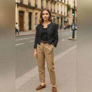 Baccini Open Cropped Denim Jacket Size Small Petite EUC